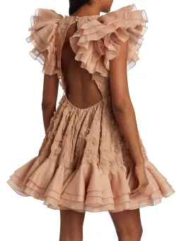 Zimmermann Dancer Frilled Mini Dress Blush Size 1 / 10 AU for rent on The Volte - image 3