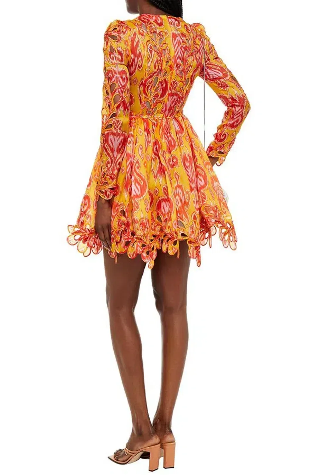 Zimmermann Brightside Rouleaux Mini Dress Gold Ikat Size 1 / 10 AU for rent on The Volte - main image