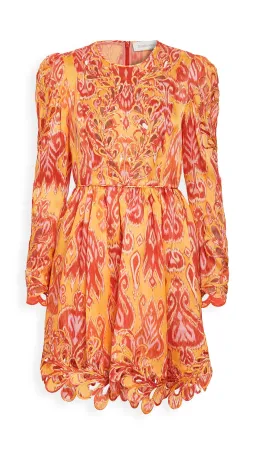 Zimmermann Brightside Rouleaux Mini Dress Gold Ikat Size 0 / 8 AU for rent on The Volte - image 3