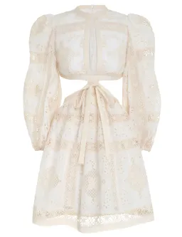 Zimmermann Aliane Embroidered Short Dress Ivory Size 0 / 8 AU for rent on The Volte - image 4