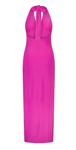 With Harper Lu V-Neck Halter Maxi Dress Fuchsia Size XS / AU 6 for rent on The Volte - image 8