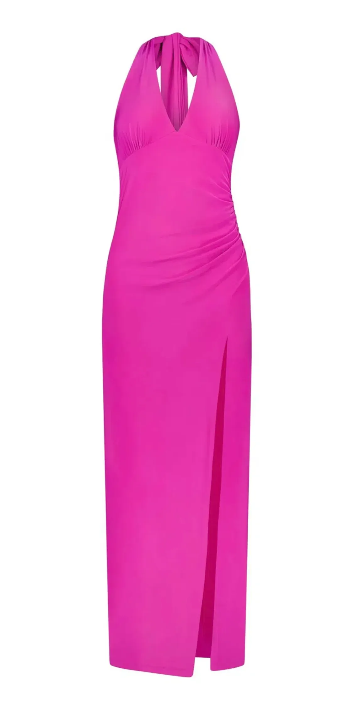 With Harper Lu V-Neck Halter Maxi Dress Fuchsia Size XS / AU 6 for rent on The Volte - main image