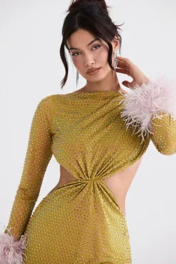 House of CB Gina Crystallised Maxi Dress Chartreuse Size S / AU 8 for rent on The Volte - image 3