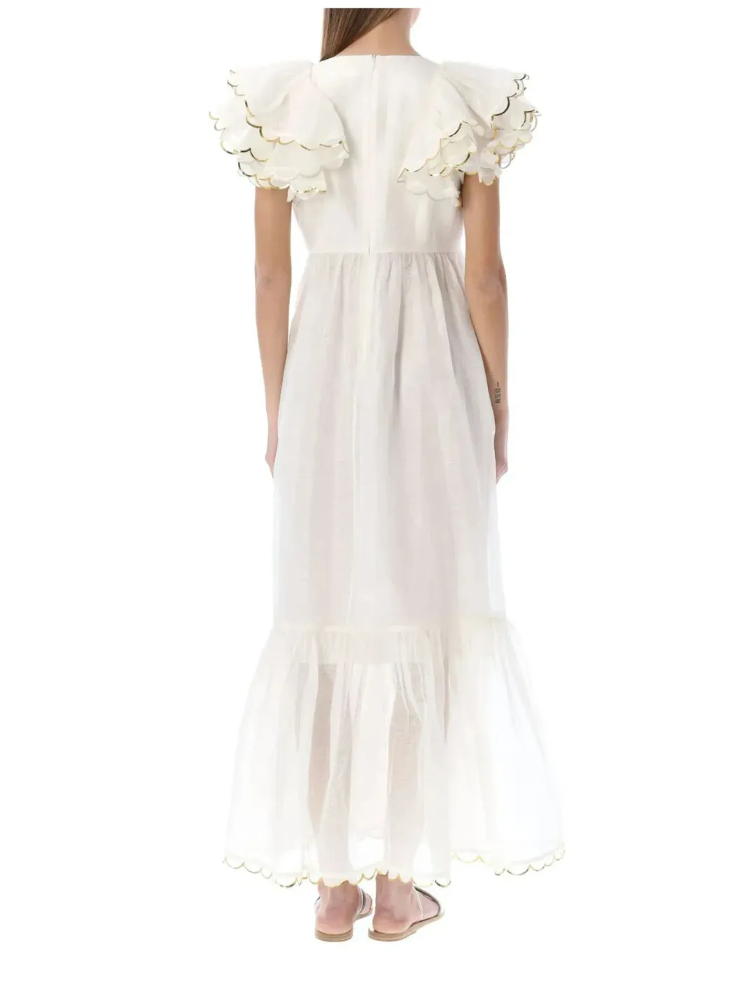 Zimmermann Dancer Scalloped Midi Dress Ivory Size 0 / AU 8 for rent on The Volte - main image