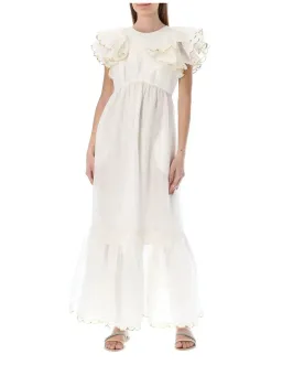 Zimmermann Dancer Scalloped Midi Dress Ivory Size 0 / AU 8 for rent on The Volte - image 1