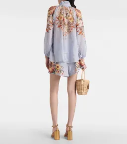 Zimmermann Lexi Billow Blouse & Tuck Short in Blue Palm Size 0 / AU 8 for rent on The Volte - image 2