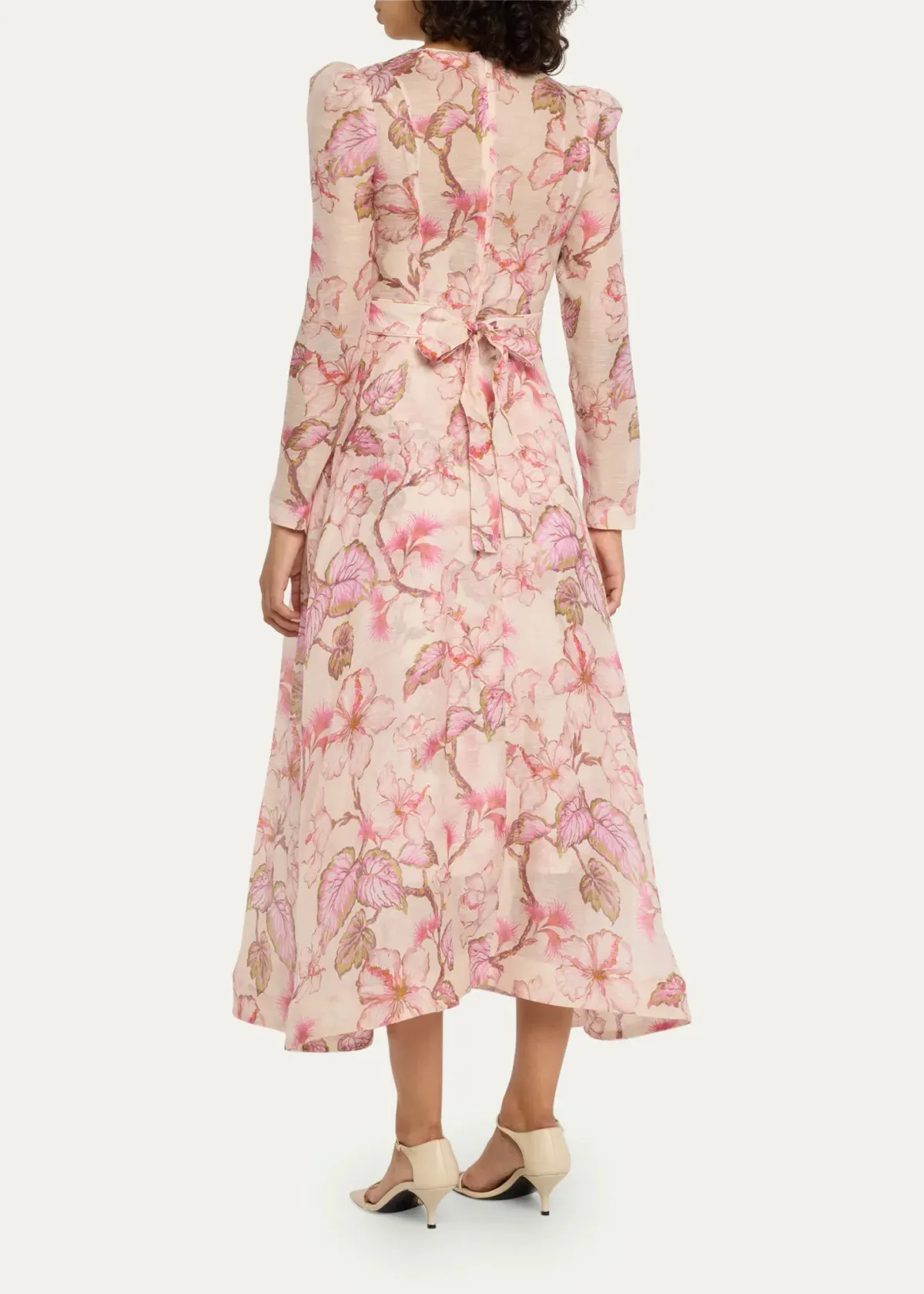 Zimmermann Matchmaker Floral Midi Dress Coral Hibiscus Size 3 / AU 14 - Image 2
