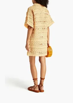 Zimmermann Postcard Crochet Mini Dress Straw Size 2 / AU 12 for rent on The Volte - image 2