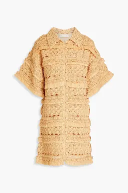 Zimmermann Postcard Crochet Mini Dress Straw Size 2 / AU 12 for rent on The Volte - image 3