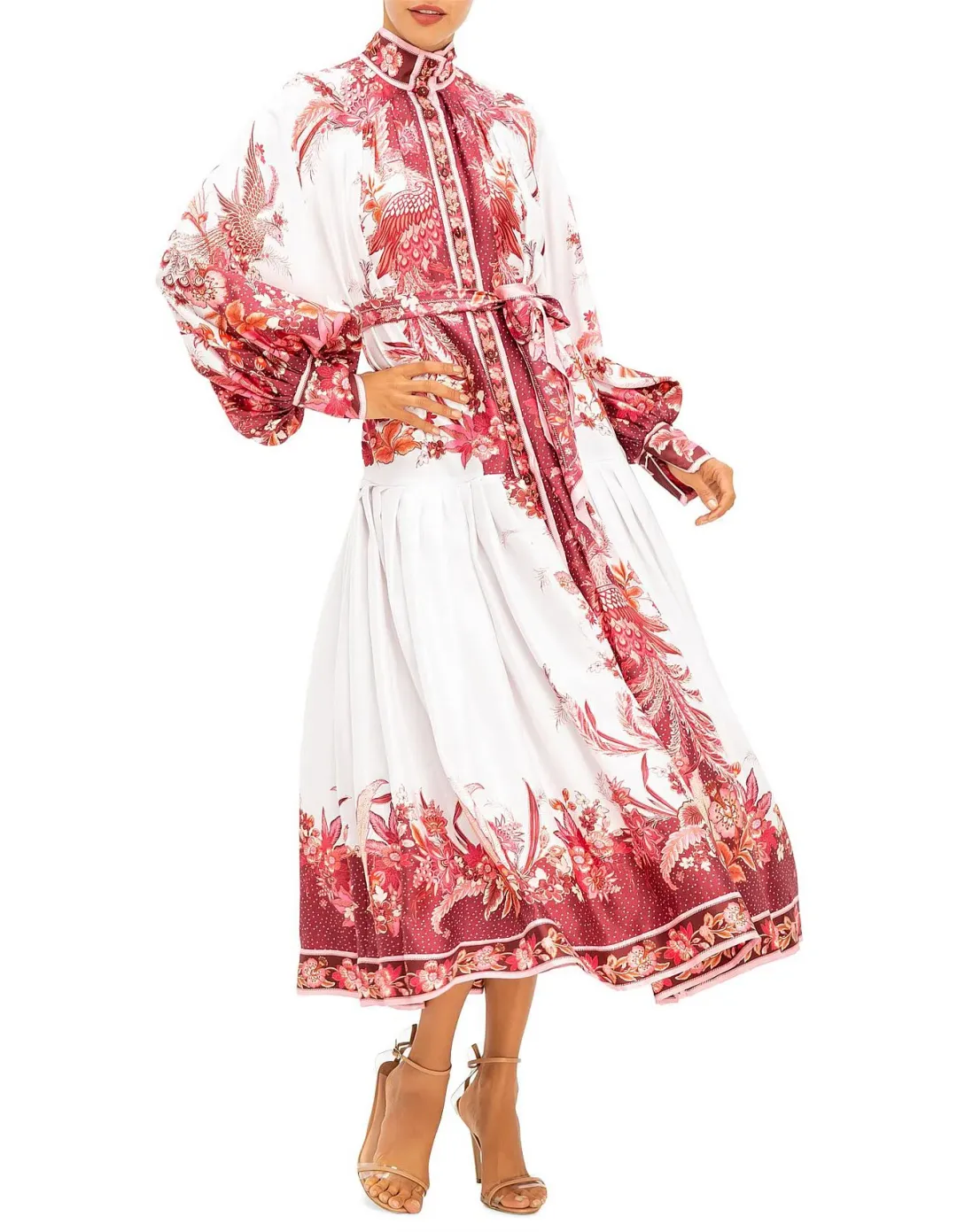 Zimmermann Wavelength Placement Midi Dress Pink Phoenix Size 1 / AU 10 for rent on The Volte - main image