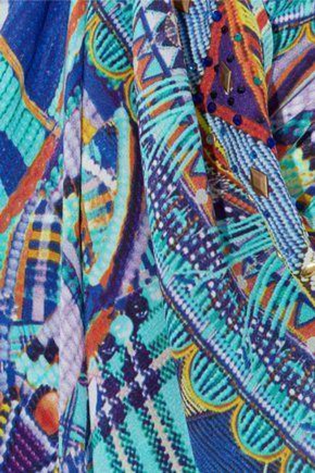 Camilla Divinity Dance Short Round Neck Kaftan Print One Size for rent on The Volte - main image