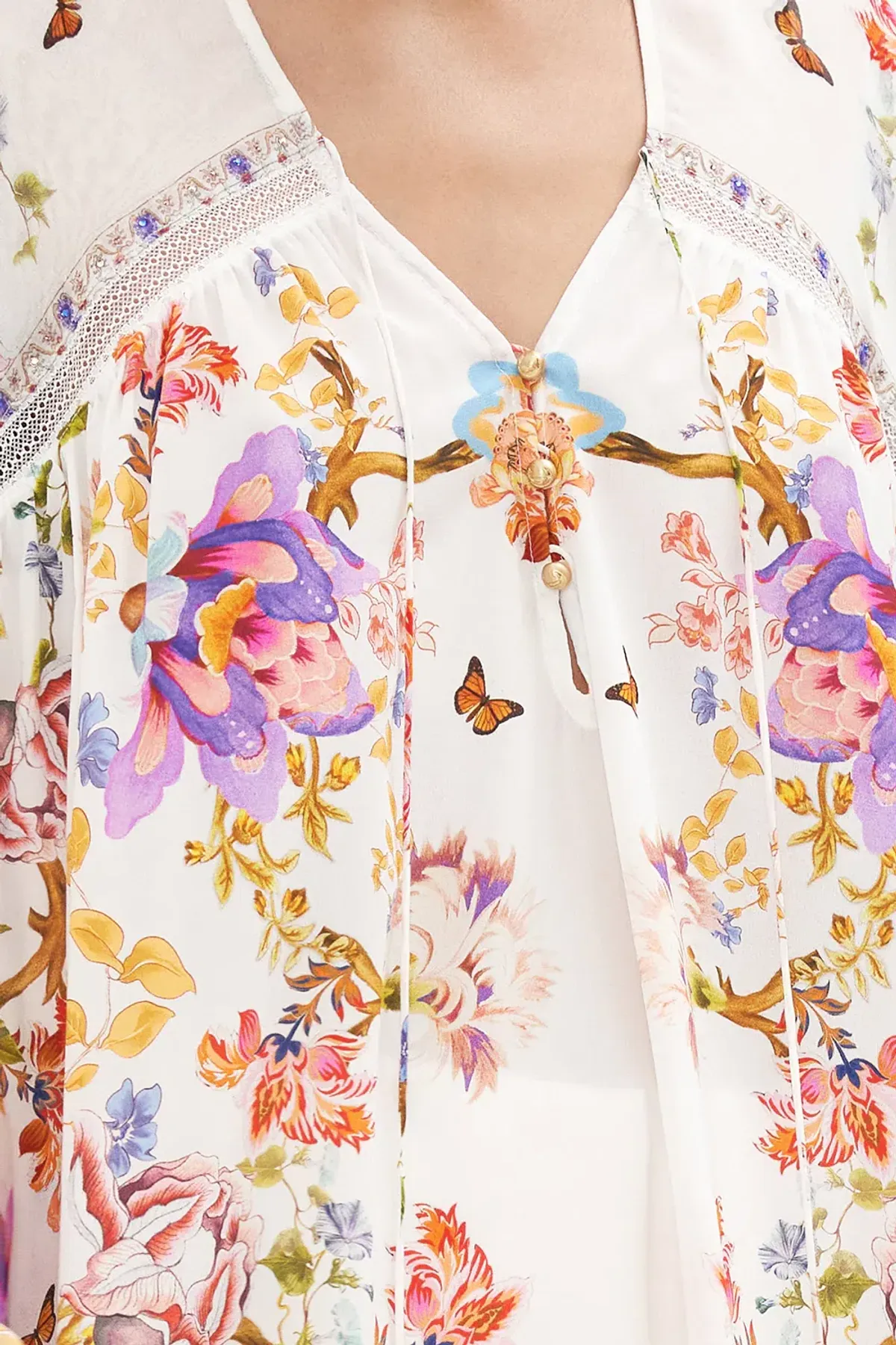 Camilla Spider Girl Blouson Blouse With Neck Tie Floral One Size - Image 5