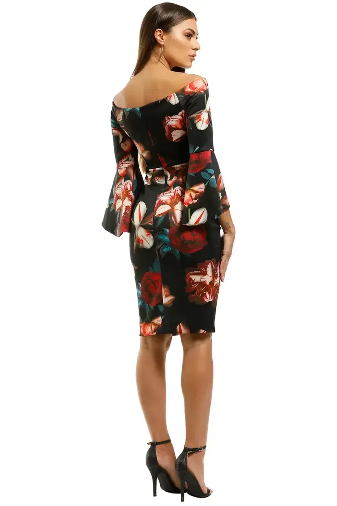 Montique Petra Printed Scuba Dress in Black Floral Size 8 for rent on The Volte - main image