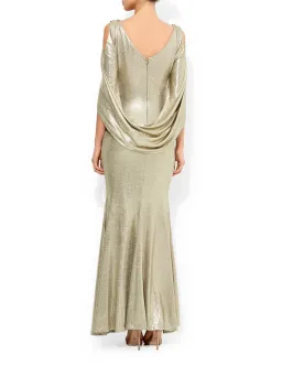 Montique Lana Metallic Gown in Gold Size 12 for rent on The Volte - image 2