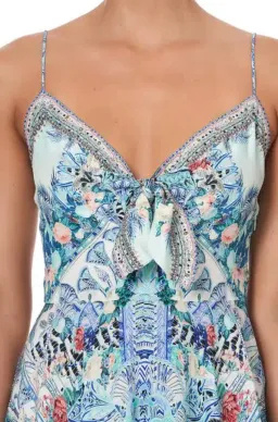 Camilla Short Dress With Tie Front Wings of Luxor Print Size M / AU 10 for rent on The Volte - image 4