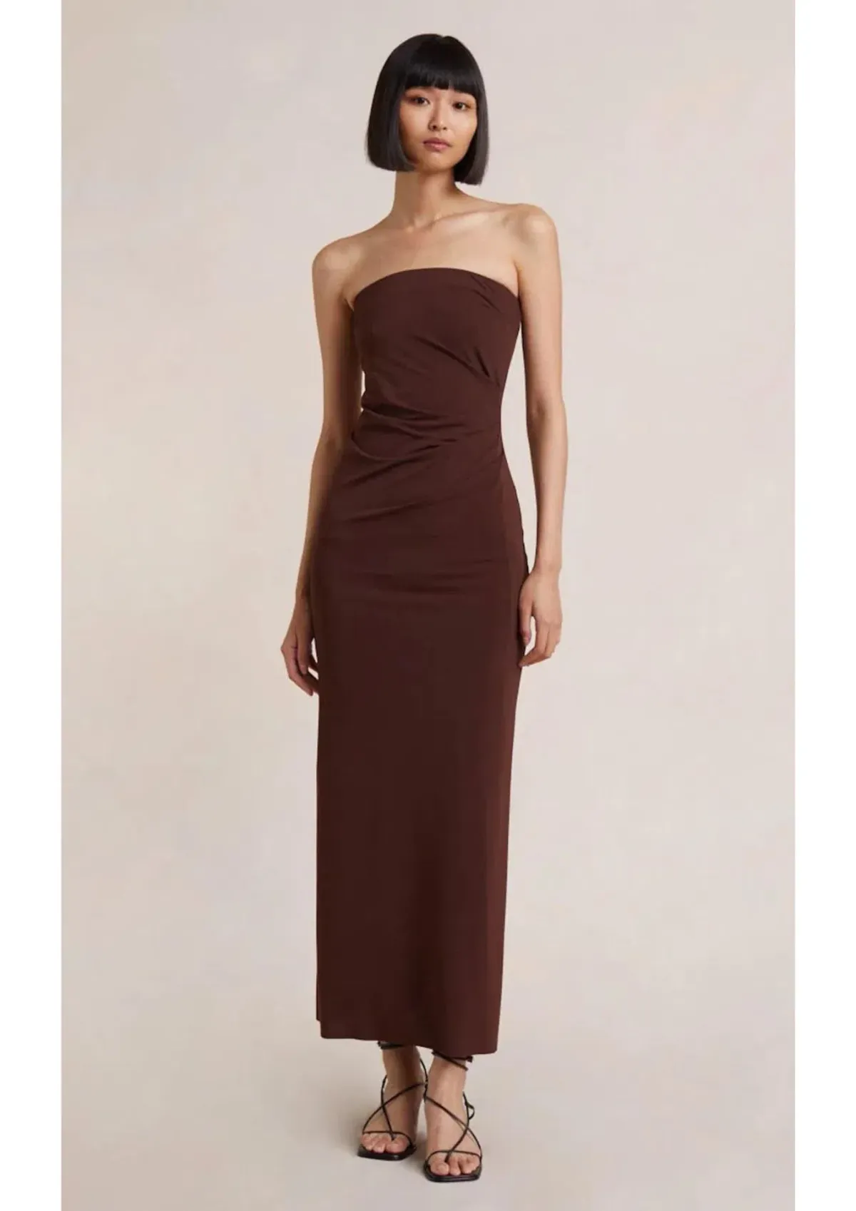 Bec & Bridge Myla Strapless Midi Dress in Chocolate Brown Size 8 - Image 1