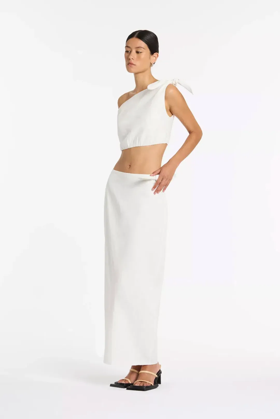 Sir The Label Bettina Tie Crop & Midi Skirt Set Ivory Size 4 / AU 14 for rent on The Volte - main image