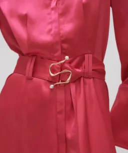 Aje Echo Belted Midi Shirt Dress in Hot Pink Size 8 for rent on The Volte - image 2
