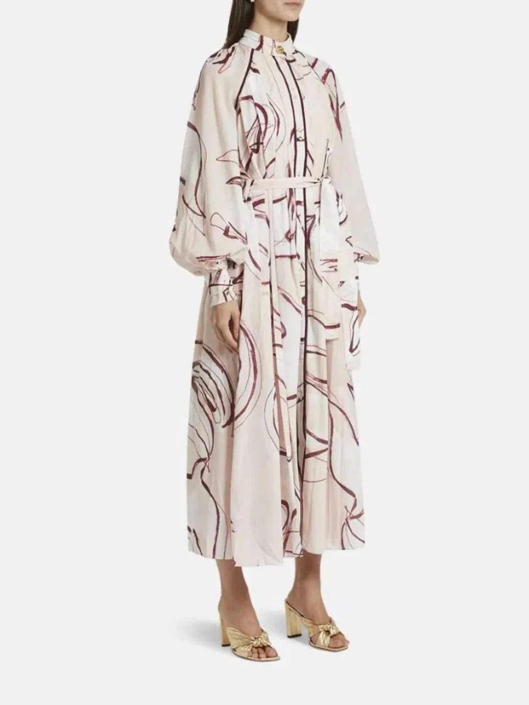 Aje Beatrice Pleated Midi Dress in Whimsical Dove Print Size S / AU 8 for rent on The Volte - main image