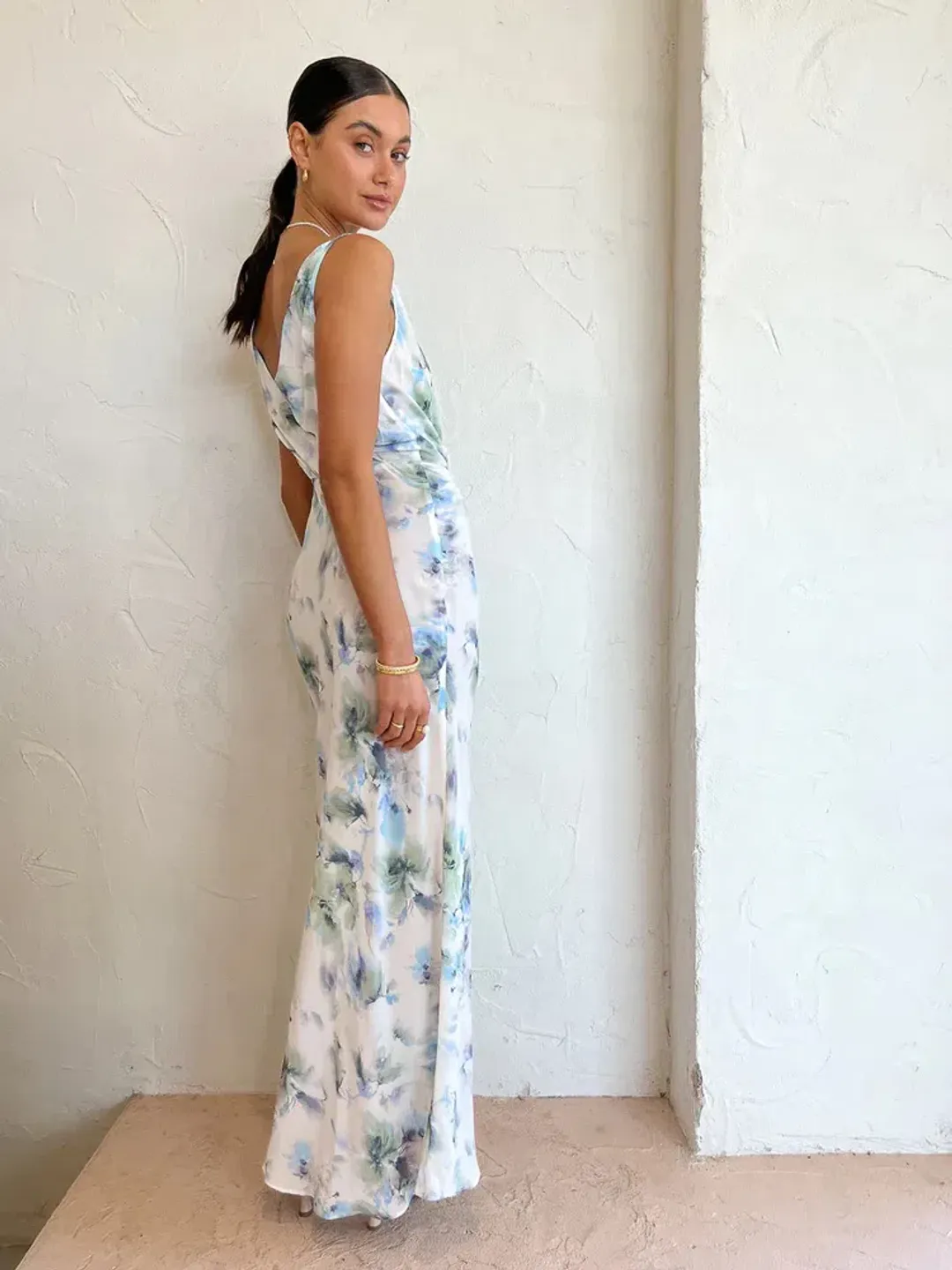 Bec & Bridge Corrine V Maxi Dress in Watercolour Floral Size 8 for rent on The Volte - main image