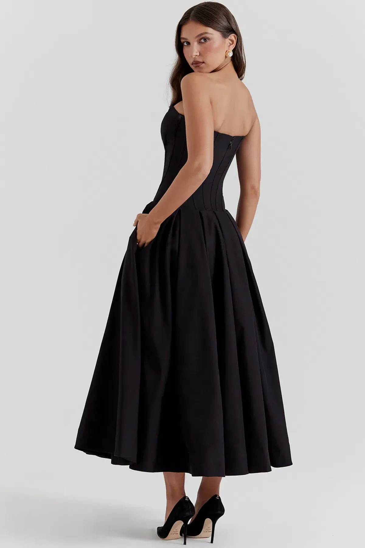House Of CB Lady Strapless Midi Dress Black Size S / AU 8 - Image 4