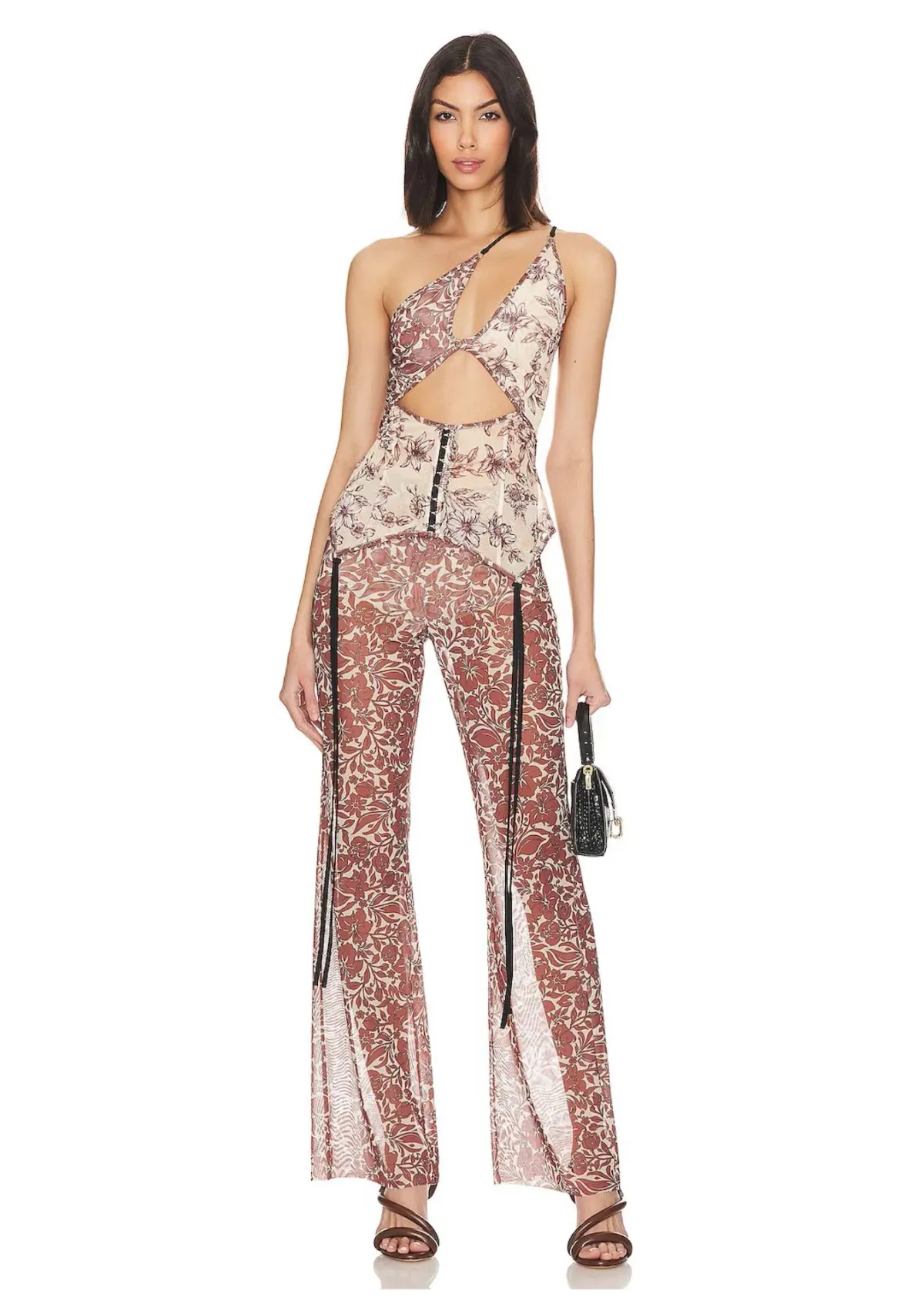 Bec & Bride Nova Top & Priya Pants Set Multi Floral Size 8 for rent on The Volte - main image