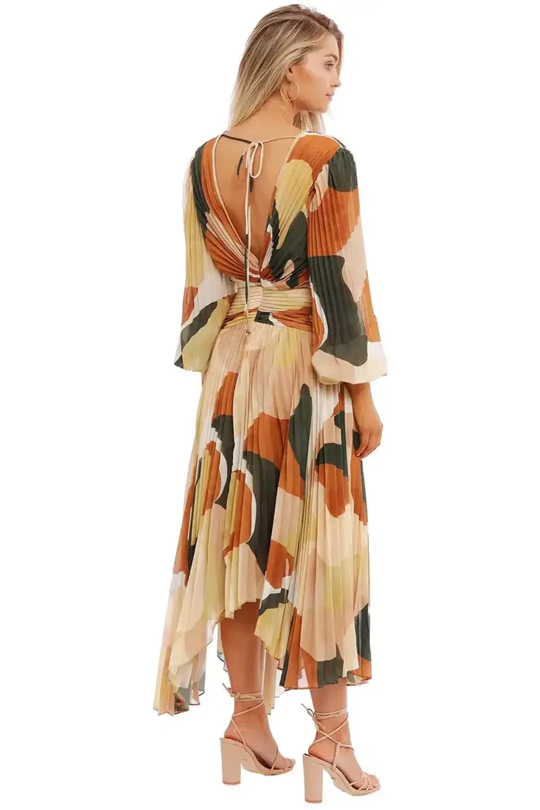 Ministry of Style Retro Resort Pleated Midi Dress Multi Size 14 for rent on The Volte - main image