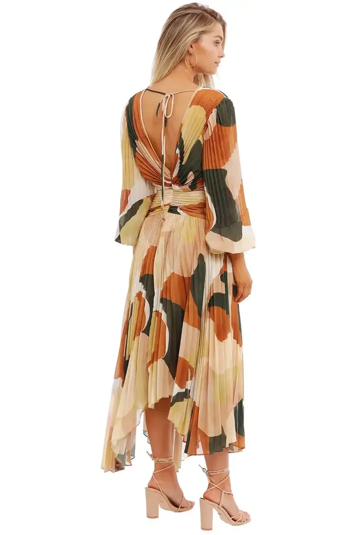 Ministry of Style Retro Resort Pleated Midi Dress Multi Size 14 - Image 4
