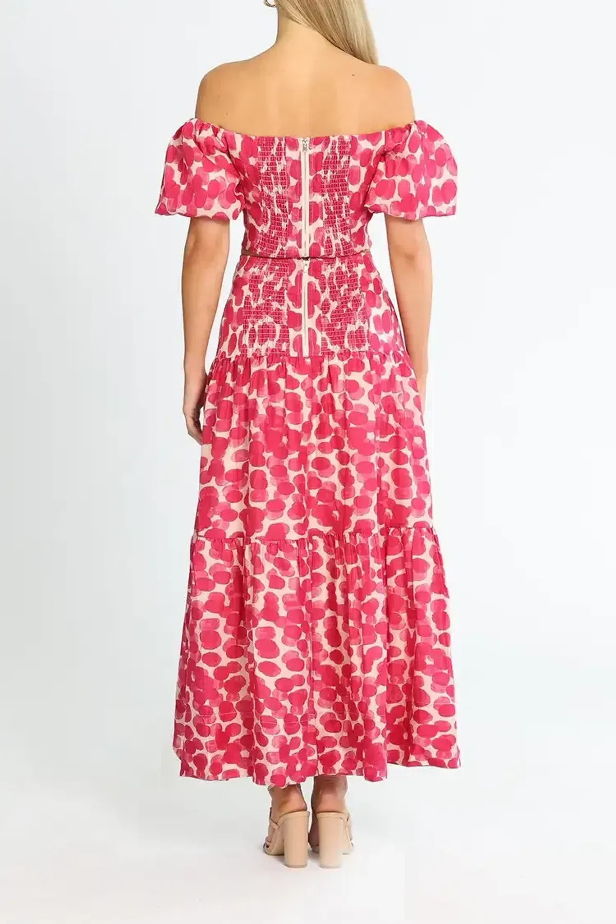 Ministry of Style Mottled Blossoms Top and Skirt Set Pink Print Size 8 - Image 3