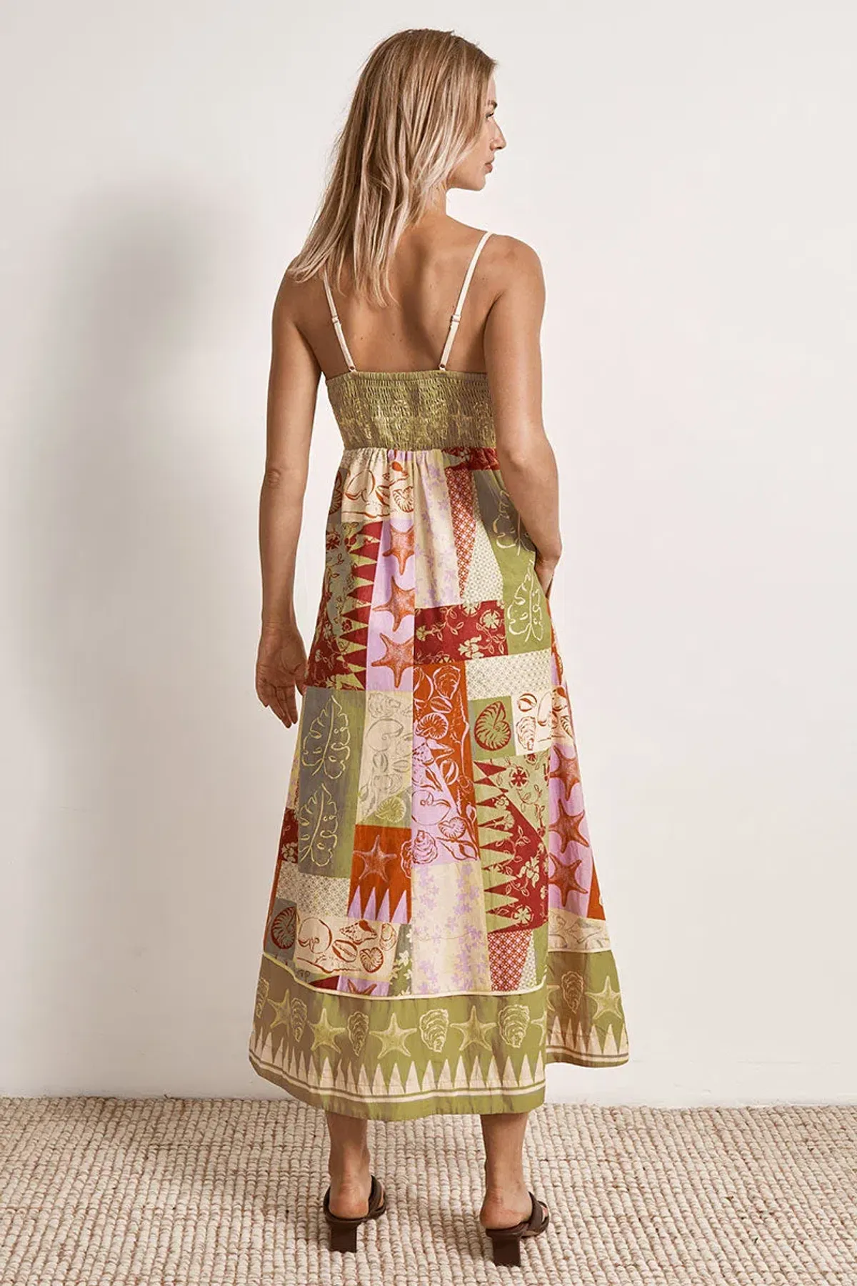 Mon Renn Covve Patchwork Midi Dress Multi Size 12 - Image 2