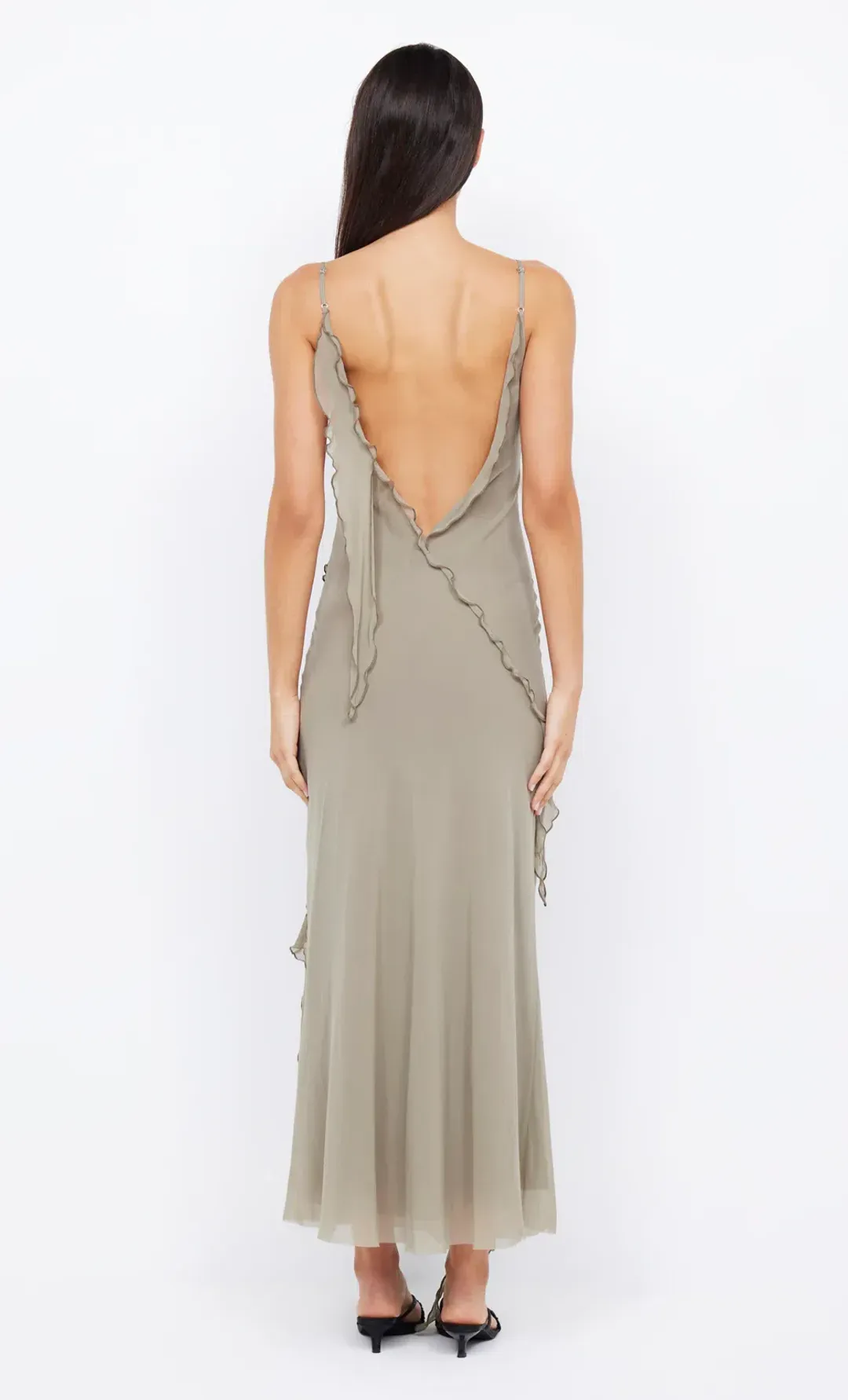 Bec and Bridge Gabriel Frill Maxi in Sage Green Size AU 6 for rent on The Volte - main image