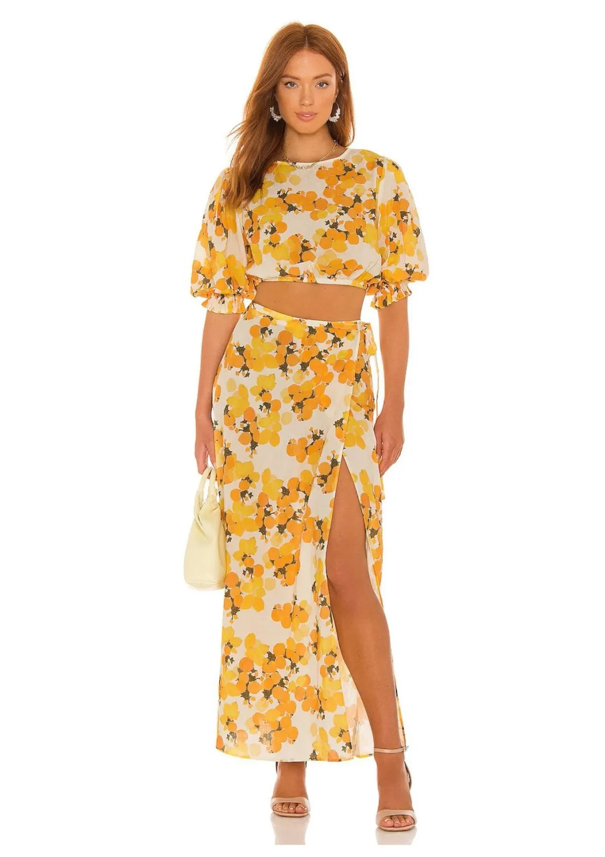 Peony Vacation Crop Top and Wrap Skirt Set Citrus Size AU 6 - Image 1