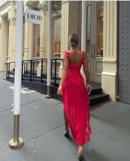 House of CB Ariela Ruffle Maxi Dress Cherry Red Size S / AU 8 for rent on The Volte - image 4
