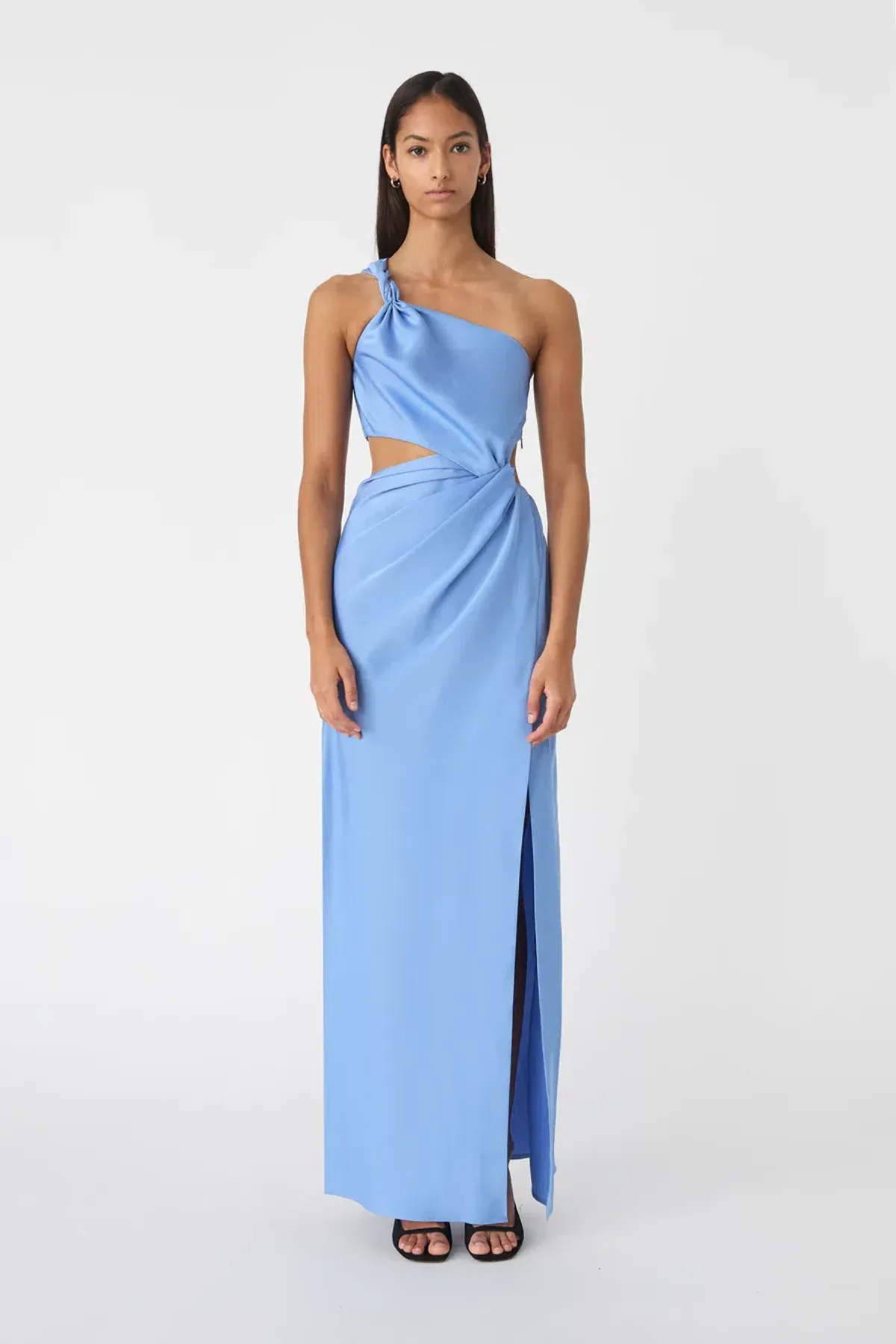 MISHA Kristin Satin Gown Cornflower Blue Size 6/XS - Image 1