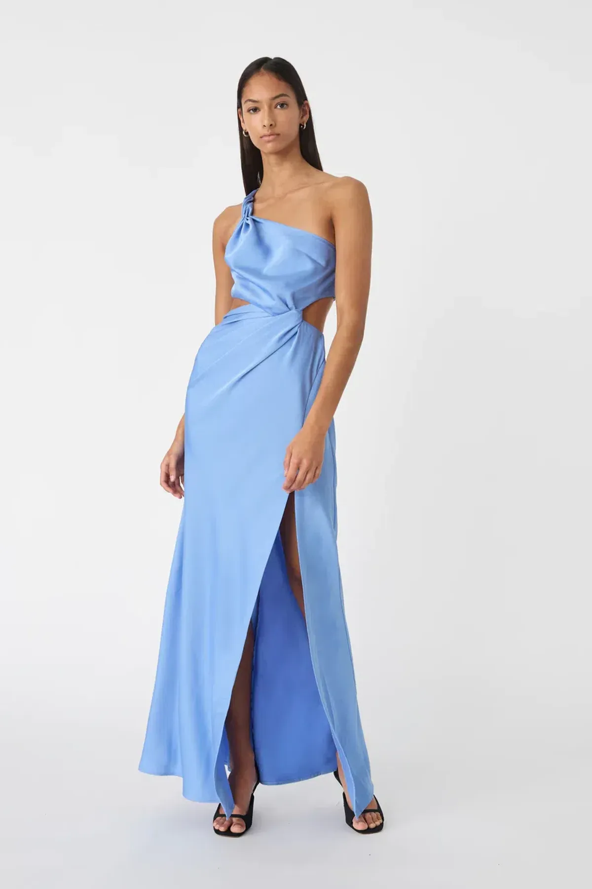 MISHA Kristin Satin Gown Cornflower Blue Size 6/XS - Image 4