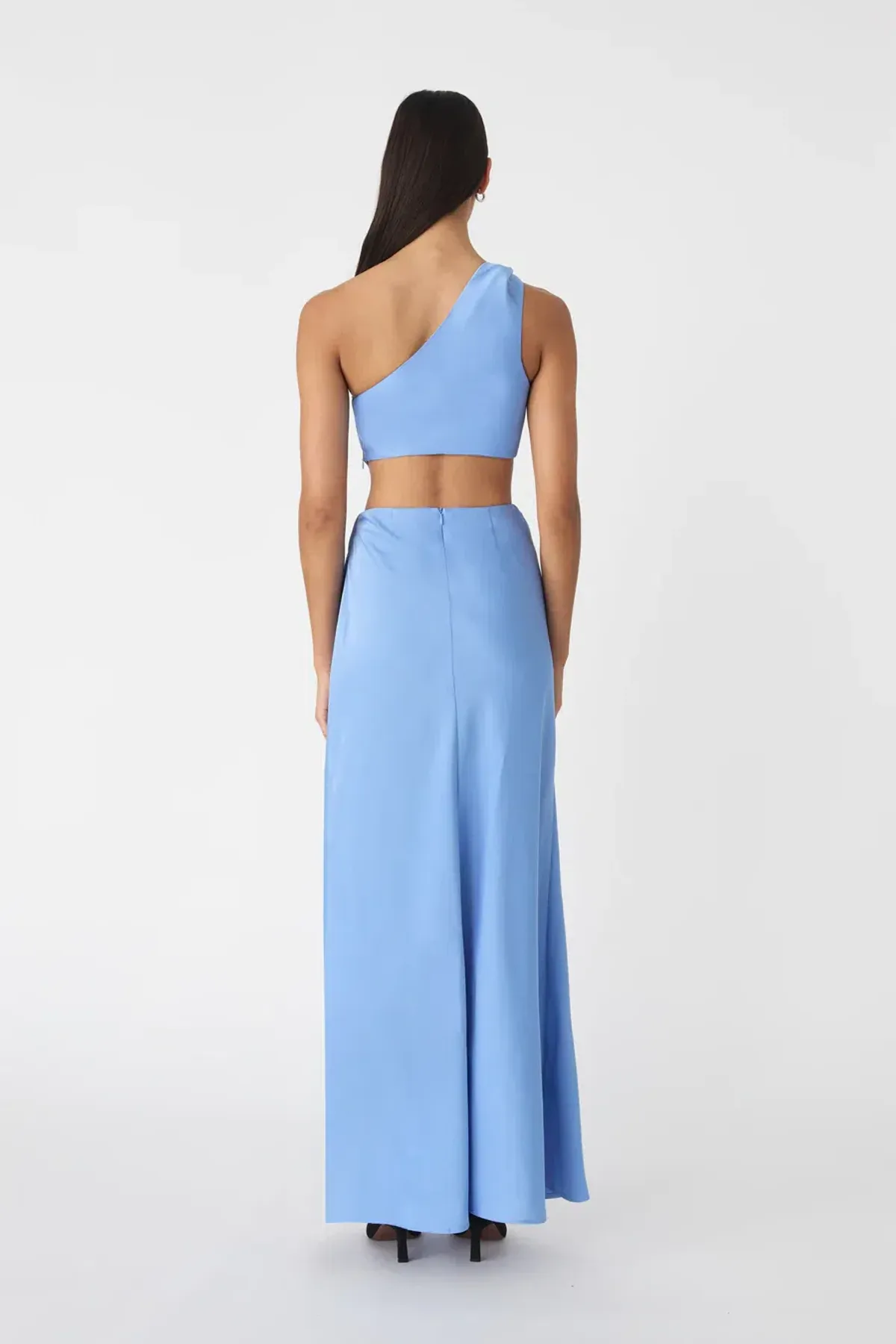 MISHA Kristin Satin Gown Cornflower Blue Size 6/XS - Image 3