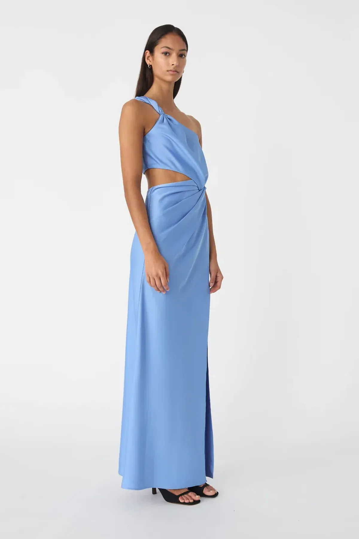 MISHA Kristin Satin Gown Cornflower Blue Size 6/XS - Image 2
