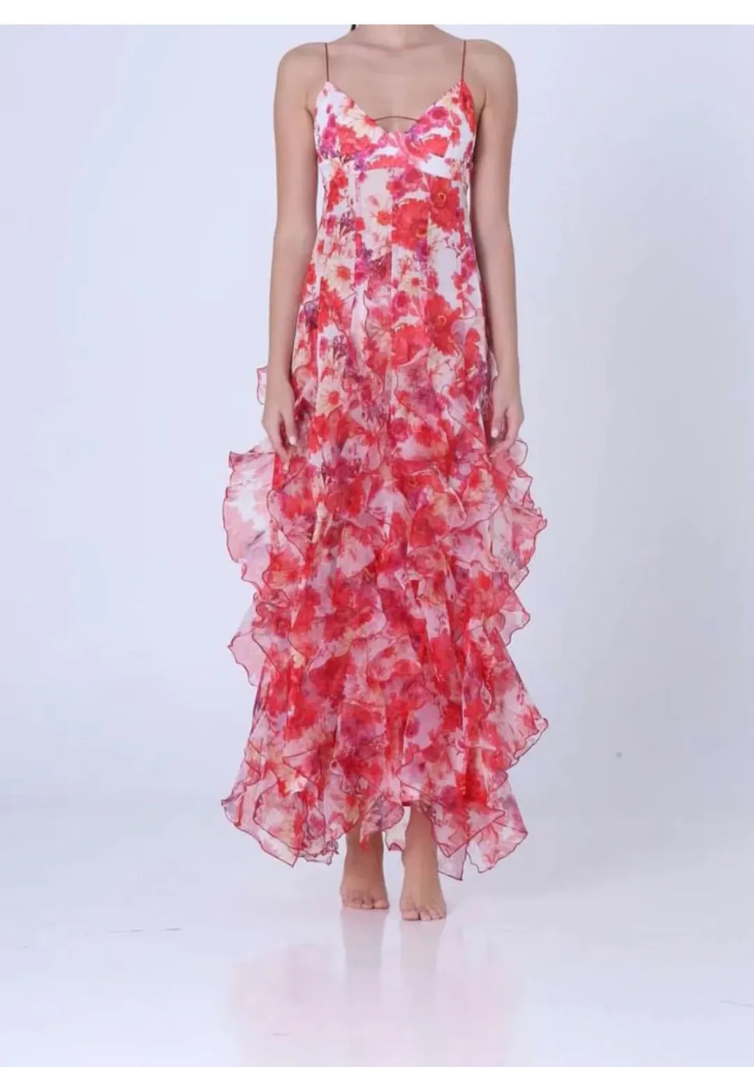 Menti Iris Flower Maxi Dress Red Size S / AU 8 for rent on The Volte - main image