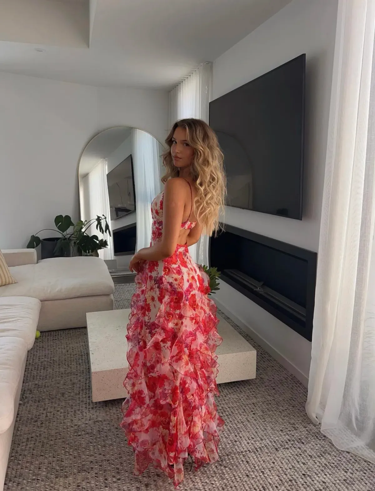 Menti Iris Flower Maxi Dress Red Size S / AU 8 - Image 2