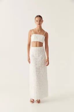 Aje Quintette Textured Bralette and Midi Skirt Set Ivory Size 8 for rent on The Volte - image 1