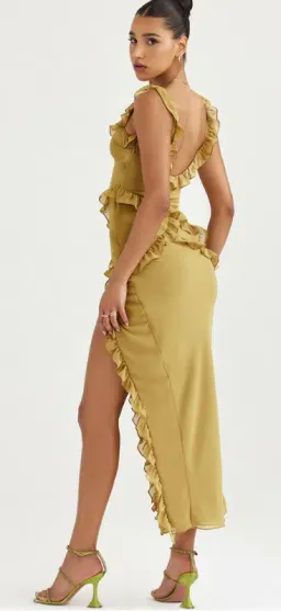 House of CB Pixie Ruffle Maxi Dress Olive Size M / AU 10 for rent on The Volte - image 2