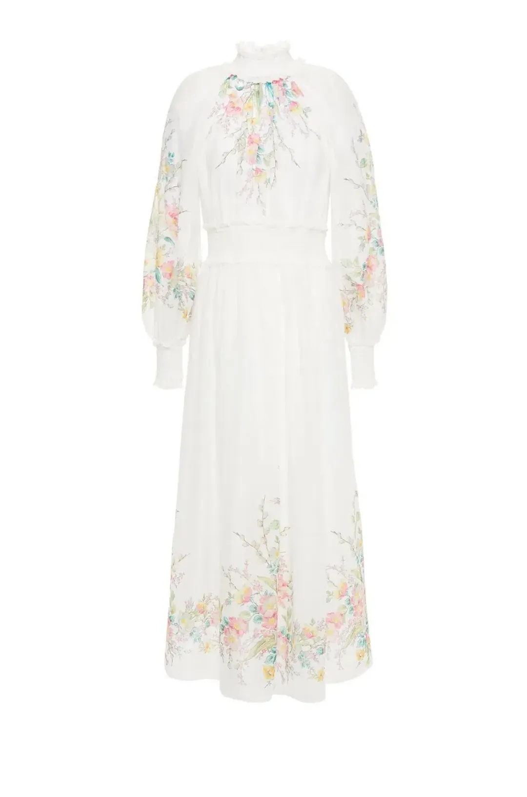 Zimmermann Zinnia Shirred Waist Long Dress Floral Size 1/Au 10 for rent on The Volte - main image