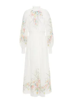 Zimmermann Zinnia Shirred Waist Long Dress Floral Size 1/Au 10 for rent on The Volte - image 2