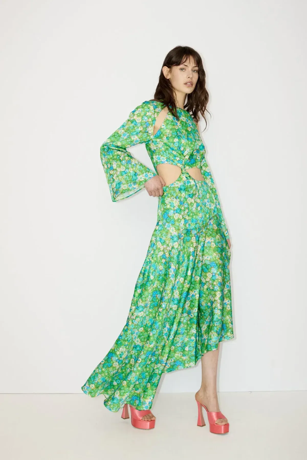 Alemais Cassandra Cut Out Midi Turquoise Dress Green Size 8 for rent on The Volte - main image