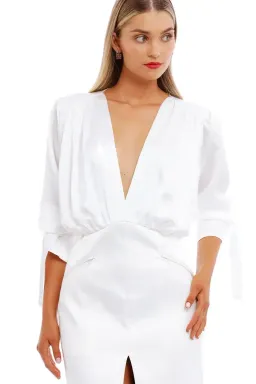 Nicola Finetti Arida Low Plunge Dress White Size 8 for rent on The Volte - image 5