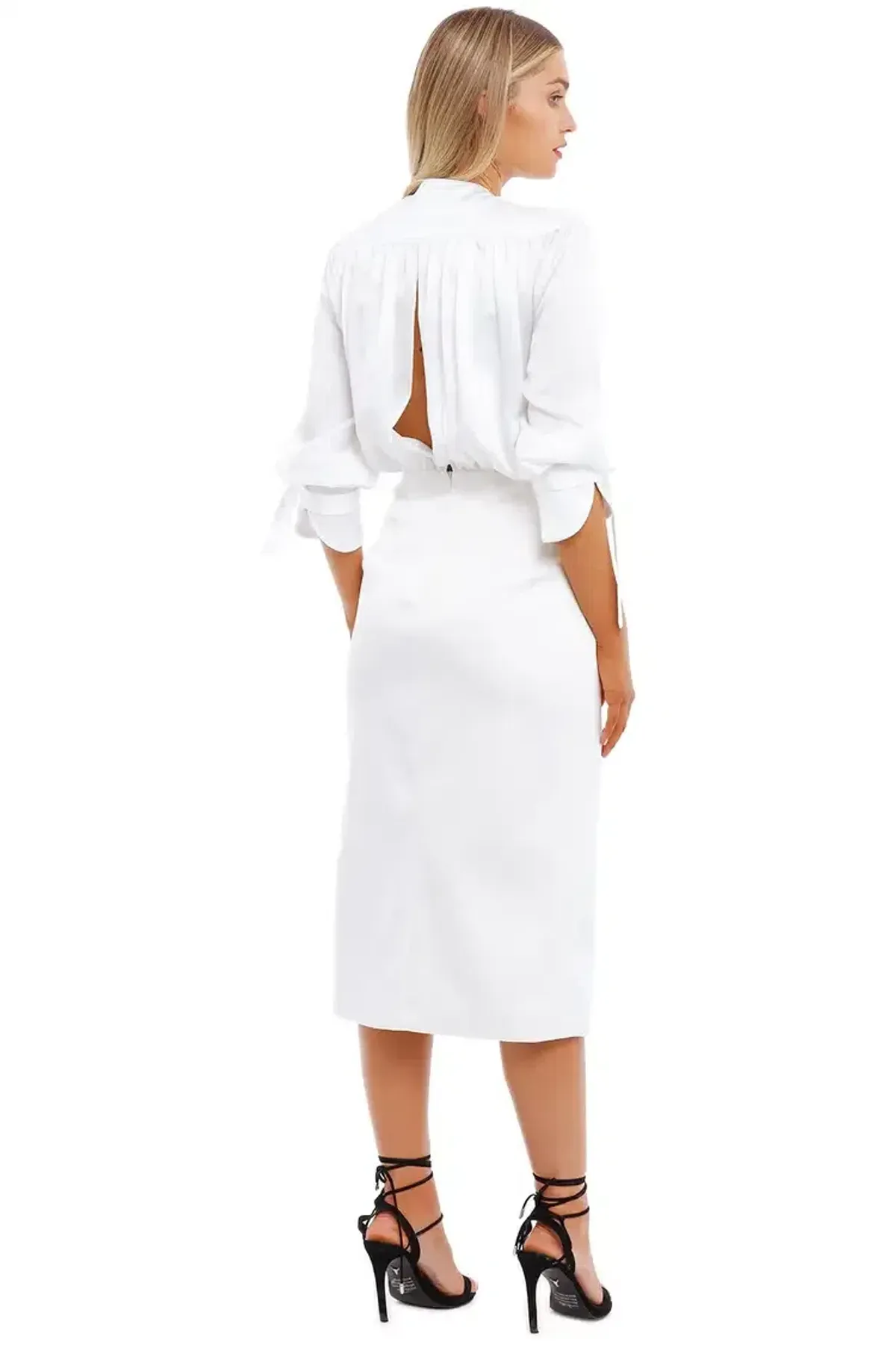 Nicola Finetti Arida Low Plunge Dress White Size 8 - Image 4