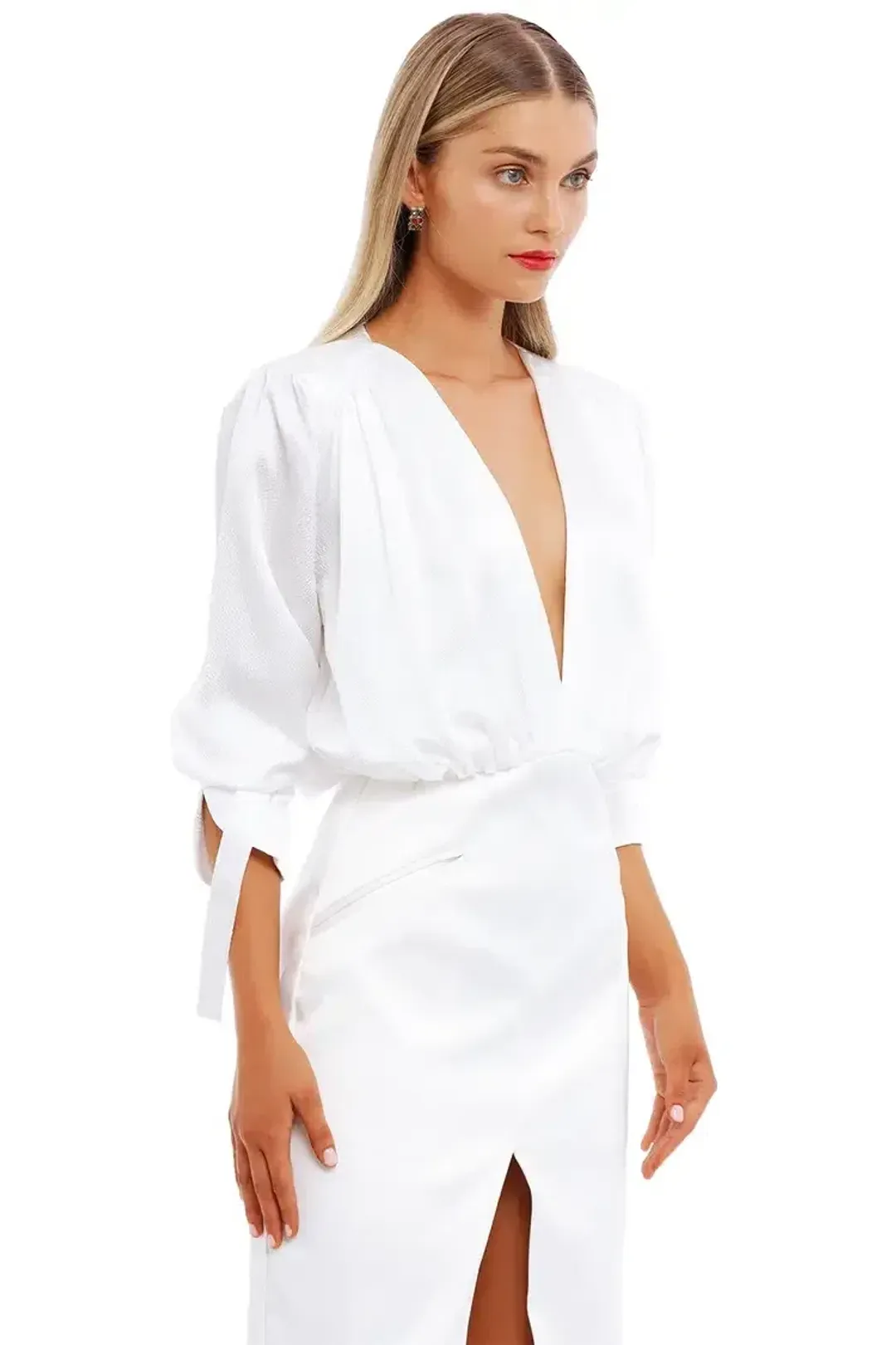 Nicola Finetti Arida Low Plunge Dress White Size 8 for rent on The Volte - main image