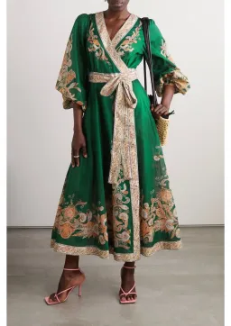 Zimmermann Devi Wrap Midi Dress in Emerald Paisley Size 1 / AU 10 for rent on The Volte - image 1