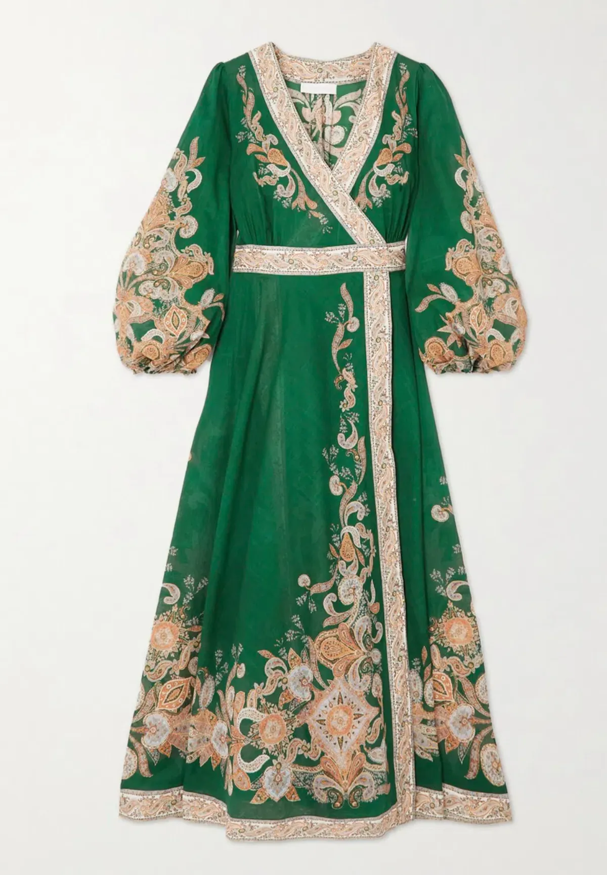 Zimmermann Devi Wrap Midi Dress in Emerald Paisley Size 1 / AU 10 - Image 3