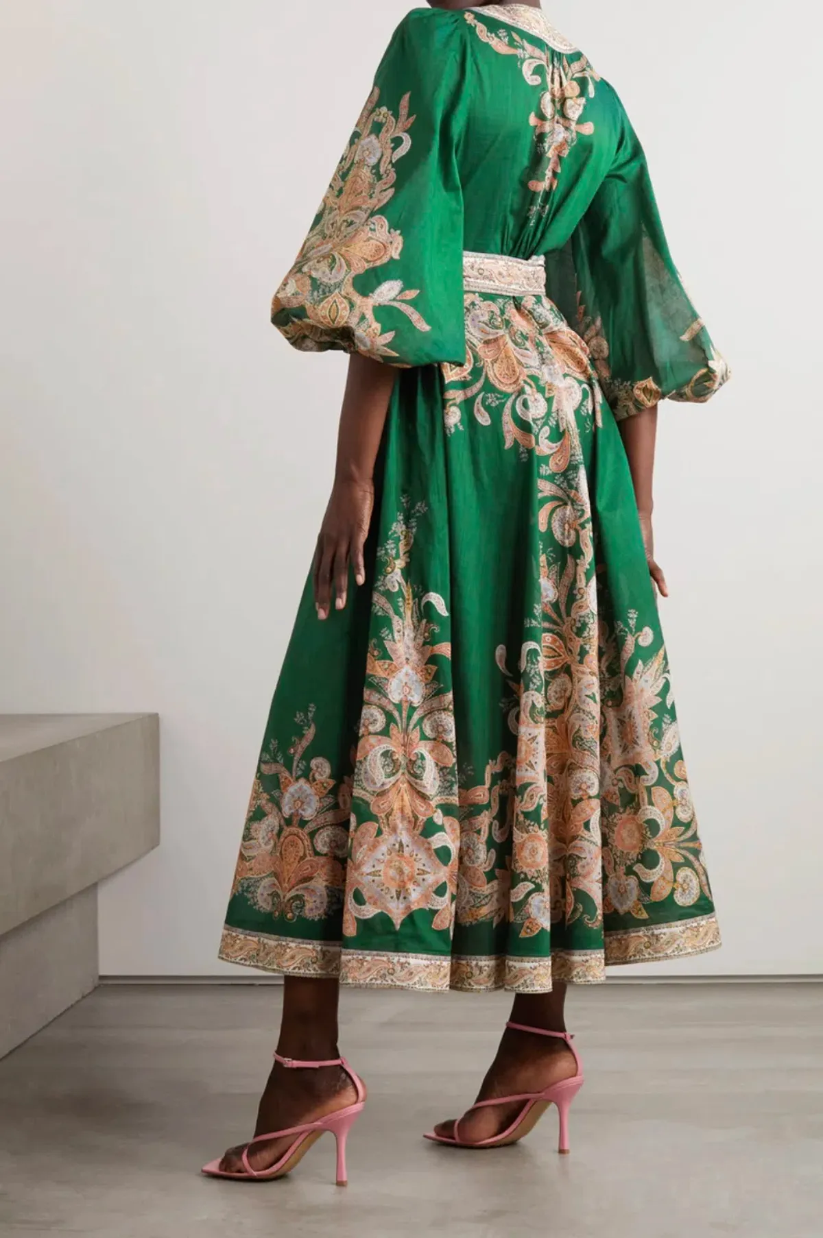 Zimmermann Devi Wrap Midi Dress in Emerald Paisley Size 1 / AU 10 - Image 2
